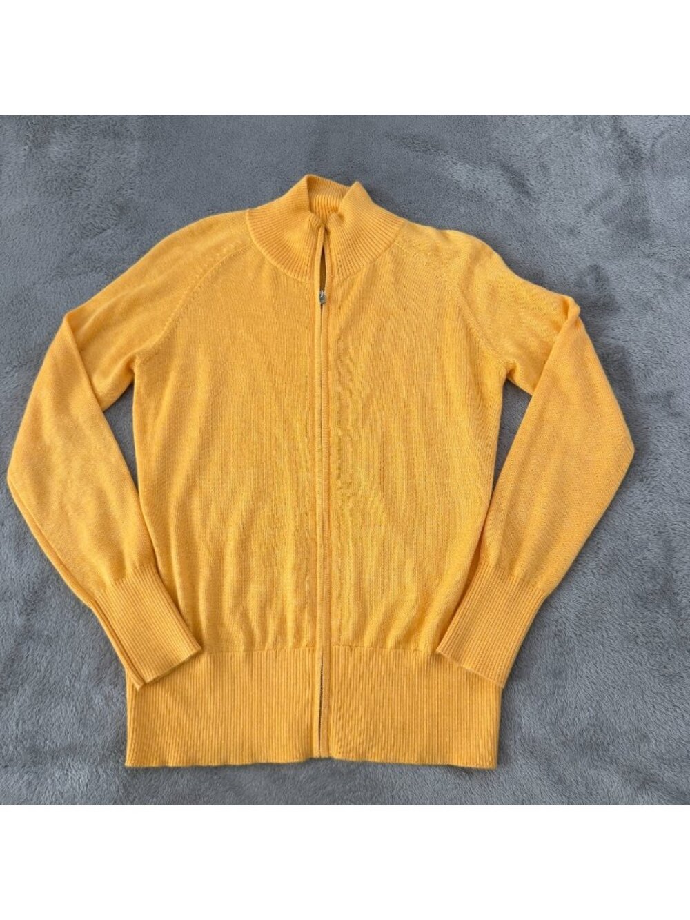 Peter Millar Cashmere Silk Full Zip Sweater Jacket Womens SMALL Yellow